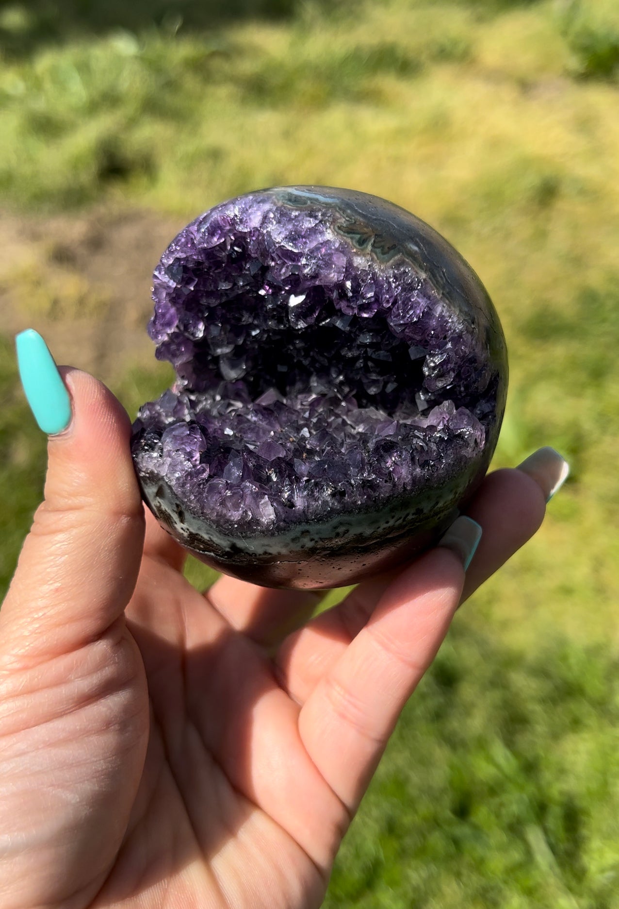 Amethyst druzy sphere