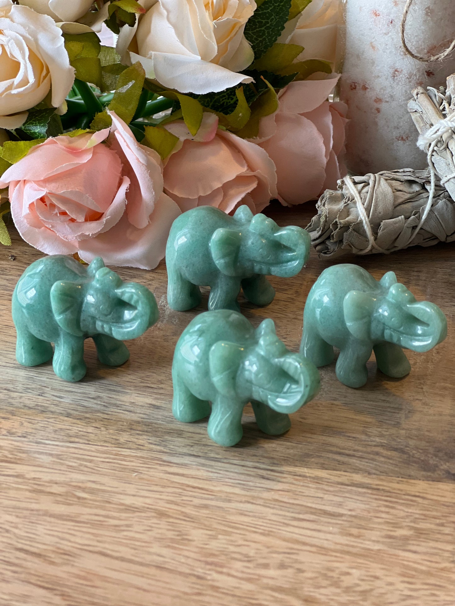 Green aventurine elephant